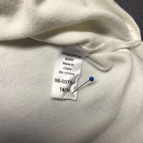 Jessica London Womens Sweater Ivory w/ Embroidered Floral Sleeves Size 14/16 - Picture 5 of 13